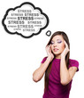 Photo of young woman having stress.