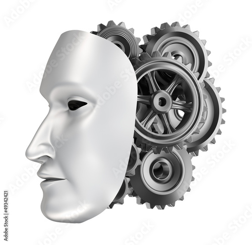Illustration: Android face - gear brains. Android face - gear brains.