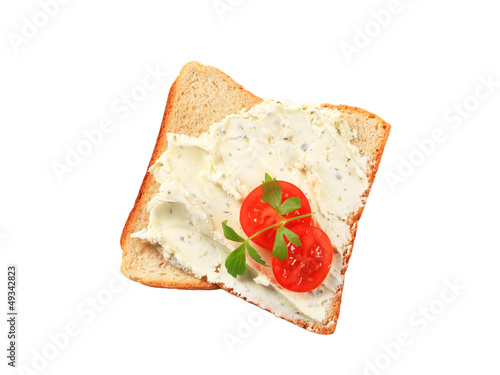 Photo: White bread with cheese spread White bread with cheese spread