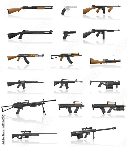 Vector: weapon and gun set collection icons vector illustration weapon and gun set collection icons vector illustration