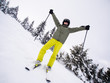 Teenage boy skiing