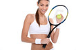 Woman with tennis racket and ball