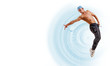 young man dancing hip hop with color lines