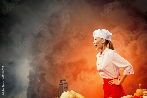Photo: Asian female cook in anger Asian female cook in anger