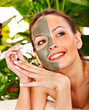 Woman getting  facial massage .