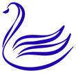 Drawn stylized swan in blue