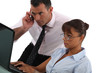 Businessman and assistant  with phone and laptop