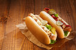 Two hotdogs with copy space