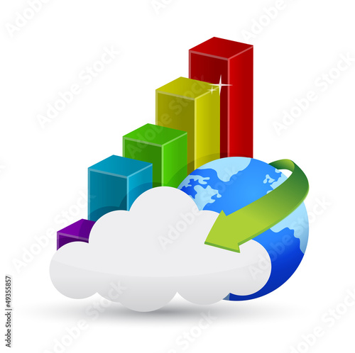 Illustration: business graph cloud computing concept business graph cloud computing concept