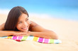 Relaxing beach woman happy