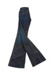 Ornamental seamed flared blue jeans