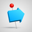 Blue arrow pushpin 3D