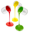 pouring colorful paints isolated on white