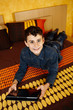 Young boy playing on tablet