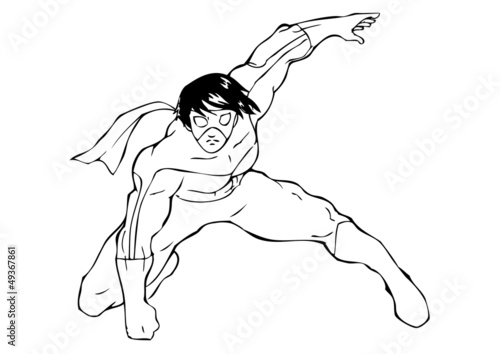 Vector: Outline illustration of a superhero wearing a mask Outline illustration of a superhero wearing a mask