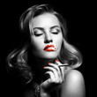 Retro Portrait Of Beautiful Woman With Cigarette