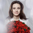 girl with red soses