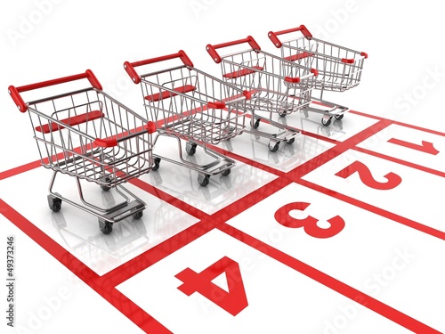 Photo: shopping cart race - sale 3d concept shopping cart race - sale 3d concept