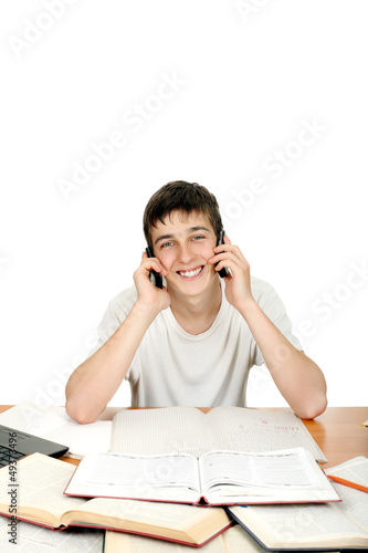 Photo: Student With Two Phones Student With Two Phones
