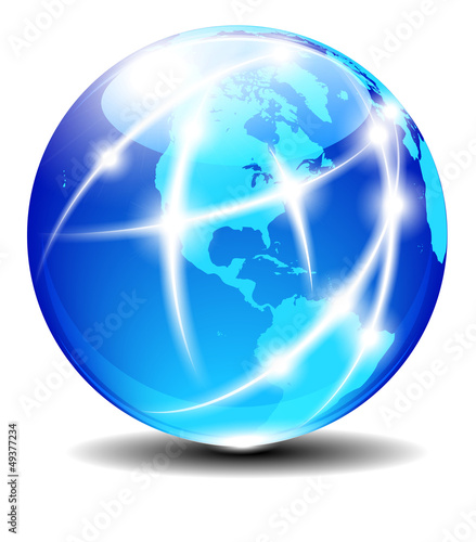 Vector: North and South America Global Communication Planet North and South America Global Communication Planet