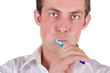 Photo: man brushing his teeth man brushing his teeth