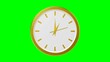 Horloge or - 12 heures - fond vert