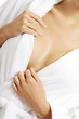 Close up on woman breast after bath.