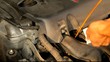 Checking the lubricant oil level in the engine car.