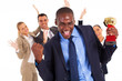 Photo: excited african american businessman winning a trophy excited african american businessman winning a trophy