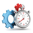 Illustration: tme works concept with stopwatch and gears tme works concept with stopwatch and gears