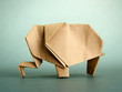 Origami elephant, on grey background