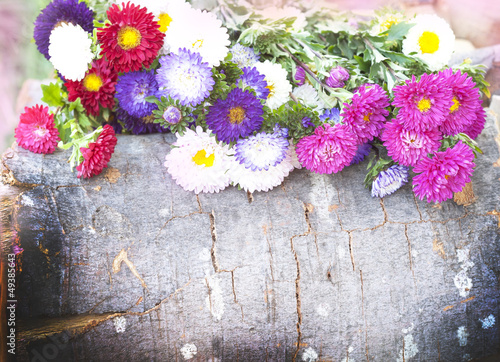 Photo: flowers and wood flowers and wood