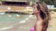 Young woman on the beach, super slow motion, shot at 240fps