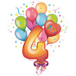 Vector: Balloons on the 4th day of birth Balloons on the 4th day of birth