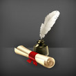Ancient scroll and feather