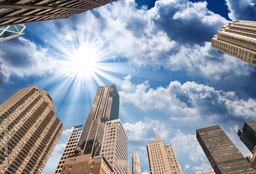 Photo: New York City. Wonderful upward view of Manhattan Skycrapers New York City. Wonderful upward view of Manhattan Skycrapers