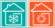 house with snowflake and sun. home conditioner symbol