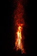 High and bright fire at night
