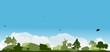 country green landscape with clouds