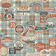 Road signs with tartan background - seamless pattern