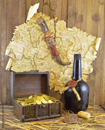Photo: Pirate treasures with rum Pirate treasures with rum