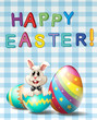 A cracked Easter egg with a bunny