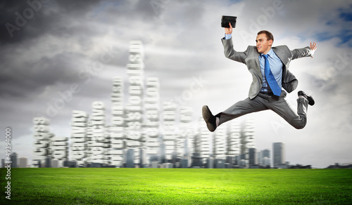 Photo: Image of running businessman Image of running businessman