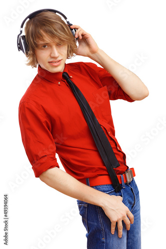 Photo: Happy smiling young man dancing Happy smiling young man dancing