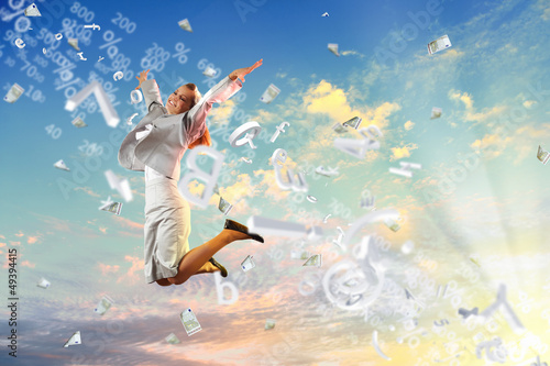 Photo: Image of jumping businesswoman Image of jumping businesswoman