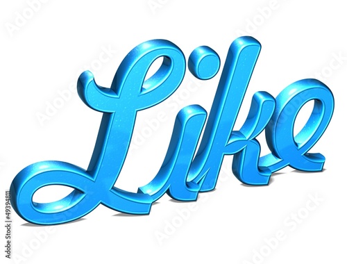 Illustration: 3D blue word like on white background 3D blue word like on white background