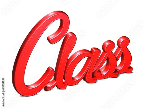 Illustration: 3D Red Word Class on white background 3D Red Word Class on white background