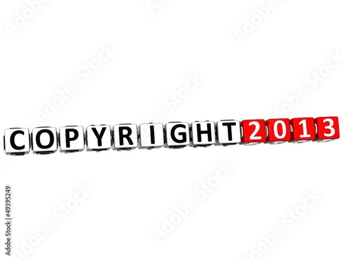 Illustration: 3D Copyright Right Crossword on white background 3D Copyright Right Crossword on white background
