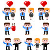 Set of pixel icon. Office theme vector illustration