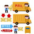 Set of pixel icon. Theme office and mail